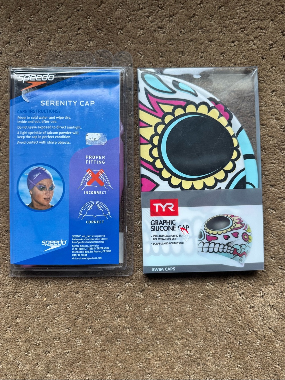 Two swimming caps